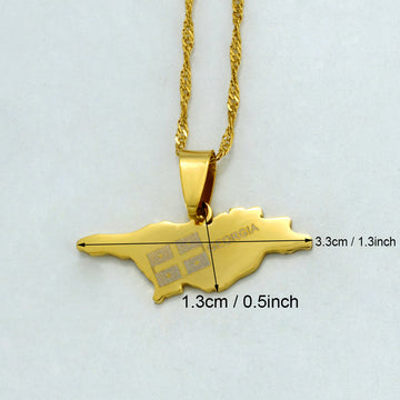 Georgian Map Unisex Gold Color Pendant Necklace